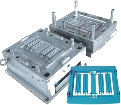 Injection mold with sample parts